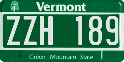 VT license plate ZZH189