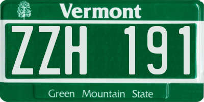 VT license plate ZZH191
