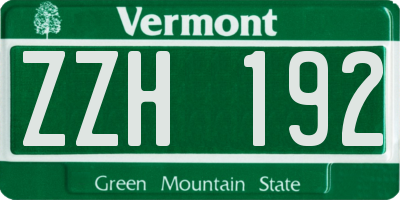 VT license plate ZZH192
