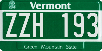 VT license plate ZZH193