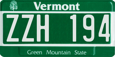 VT license plate ZZH194