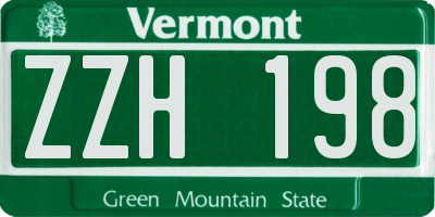 VT license plate ZZH198