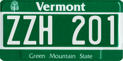 VT license plate ZZH201