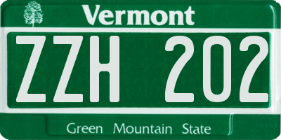 VT license plate ZZH202