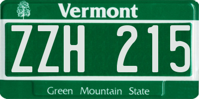 VT license plate ZZH215