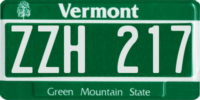 VT license plate ZZH217