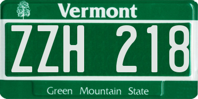 VT license plate ZZH218