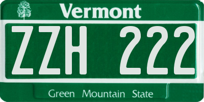 VT license plate ZZH222