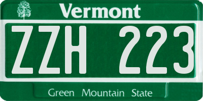 VT license plate ZZH223