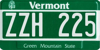 VT license plate ZZH225