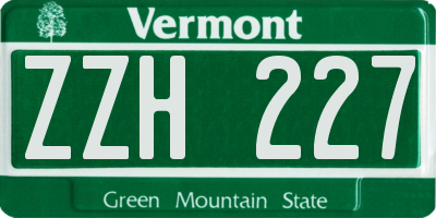 VT license plate ZZH227