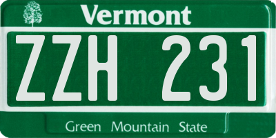 VT license plate ZZH231