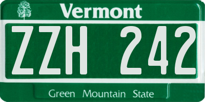 VT license plate ZZH242