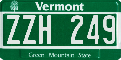 VT license plate ZZH249