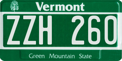 VT license plate ZZH260