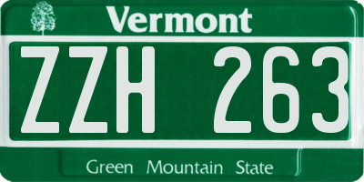 VT license plate ZZH263