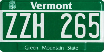VT license plate ZZH265