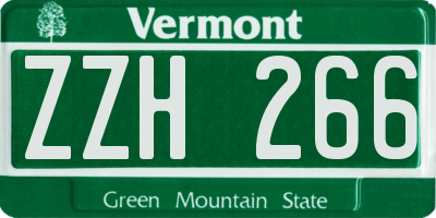 VT license plate ZZH266
