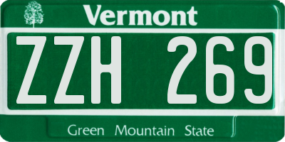 VT license plate ZZH269
