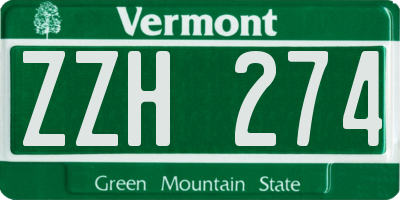 VT license plate ZZH274