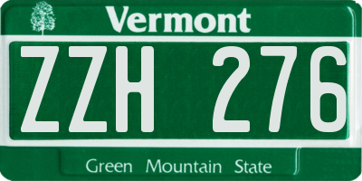 VT license plate ZZH276