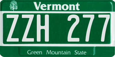 VT license plate ZZH277