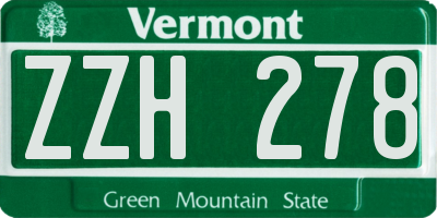 VT license plate ZZH278