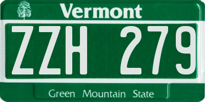 VT license plate ZZH279