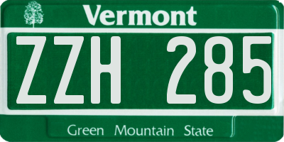 VT license plate ZZH285