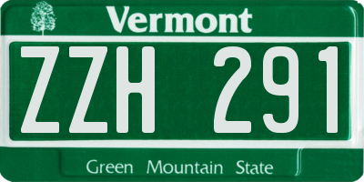 VT license plate ZZH291