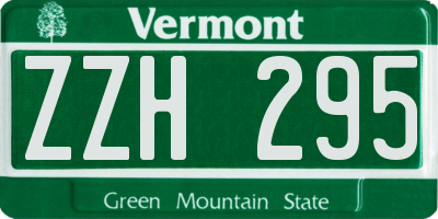 VT license plate ZZH295
