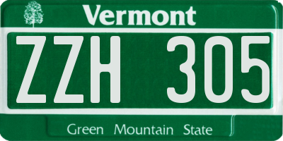 VT license plate ZZH305