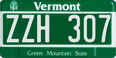 VT license plate ZZH307