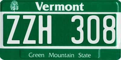 VT license plate ZZH308
