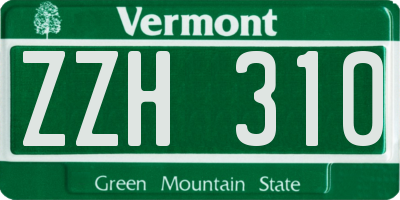 VT license plate ZZH310