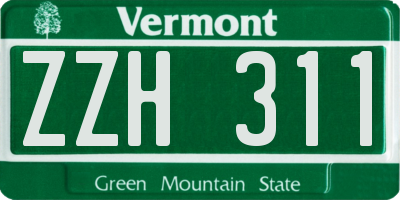 VT license plate ZZH311
