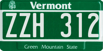 VT license plate ZZH312
