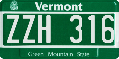 VT license plate ZZH316