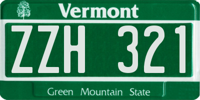 VT license plate ZZH321