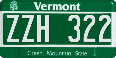 VT license plate ZZH322