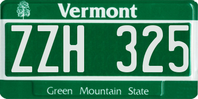 VT license plate ZZH325