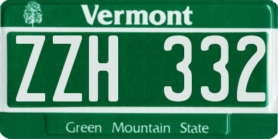 VT license plate ZZH332