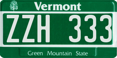 VT license plate ZZH333