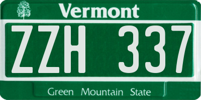 VT license plate ZZH337