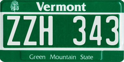VT license plate ZZH343