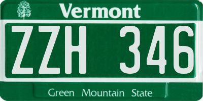 VT license plate ZZH346