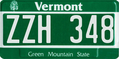 VT license plate ZZH348