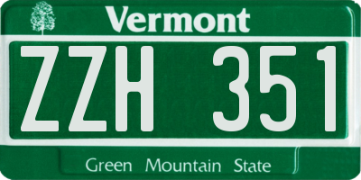 VT license plate ZZH351