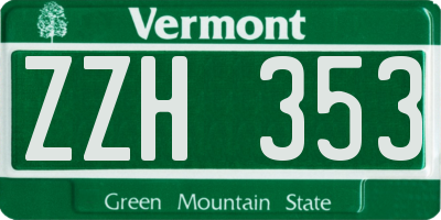 VT license plate ZZH353