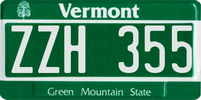 VT license plate ZZH355